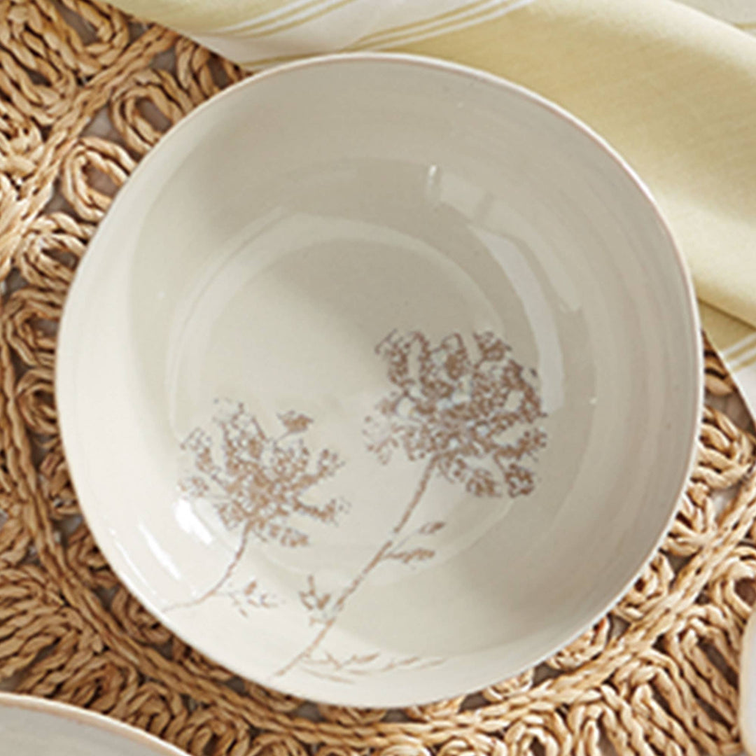Wild Flower Bowl Med Ivory Stoneware Summer