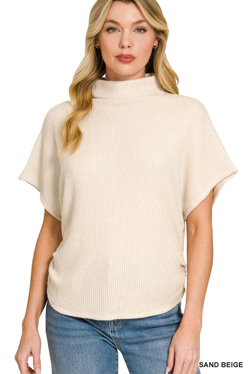 Mock Neck Sweater Side Shirred