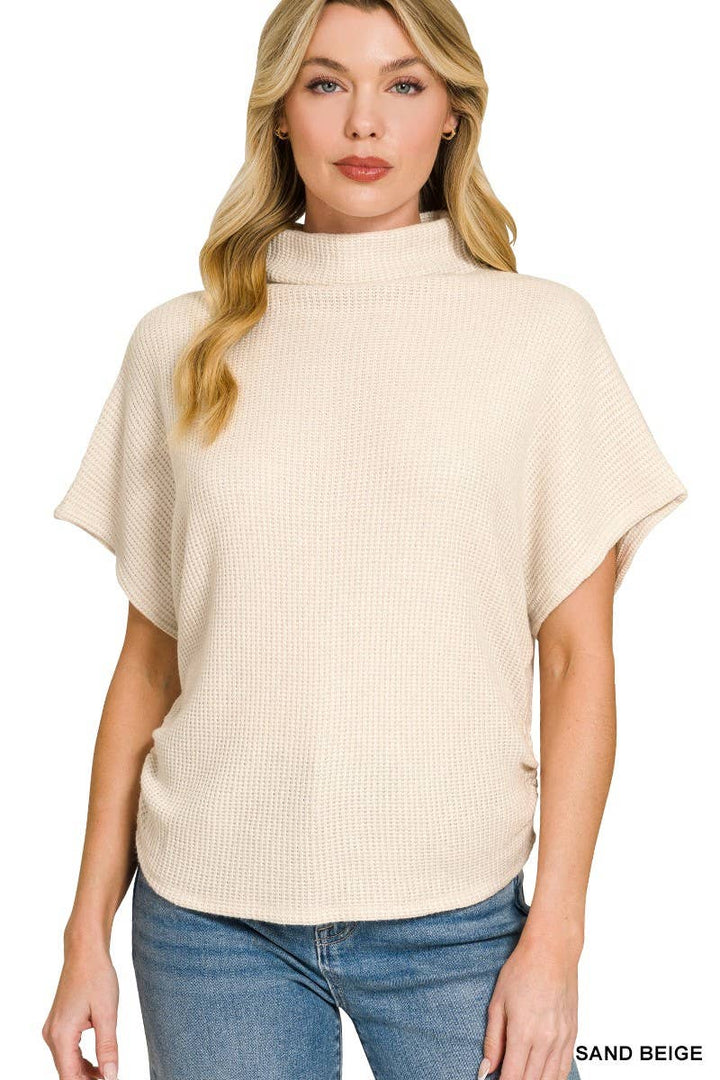 Mock Neck Sweater Side Shirred
