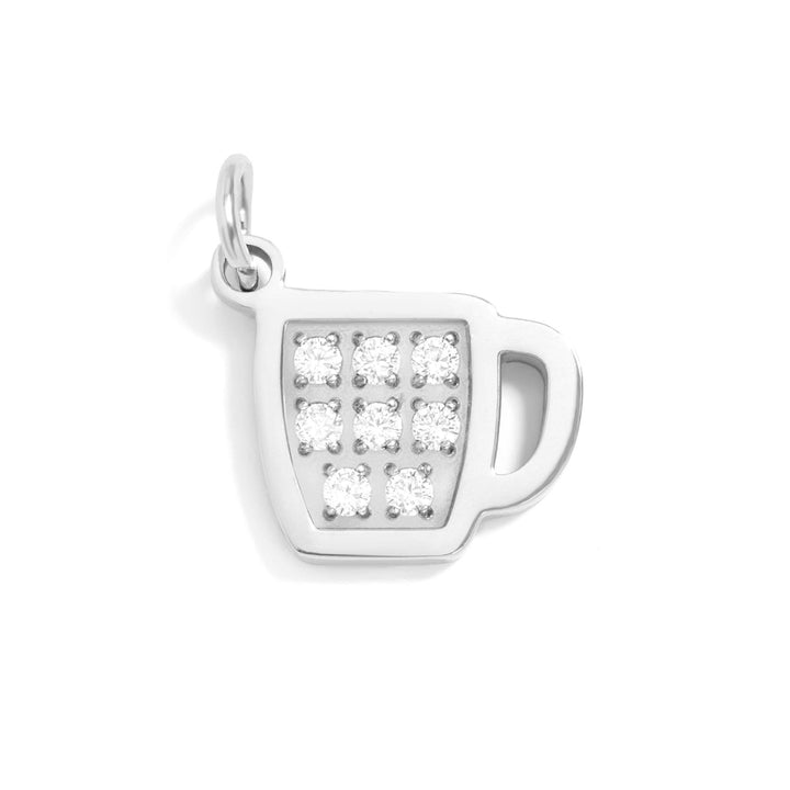 18K Gold PVD Stainless Steel CZ Coffee Cup Charm