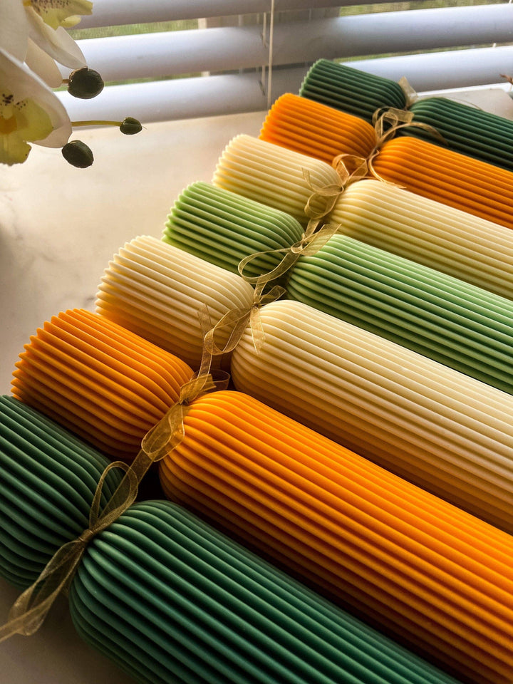 Ribbed Pillar Candle