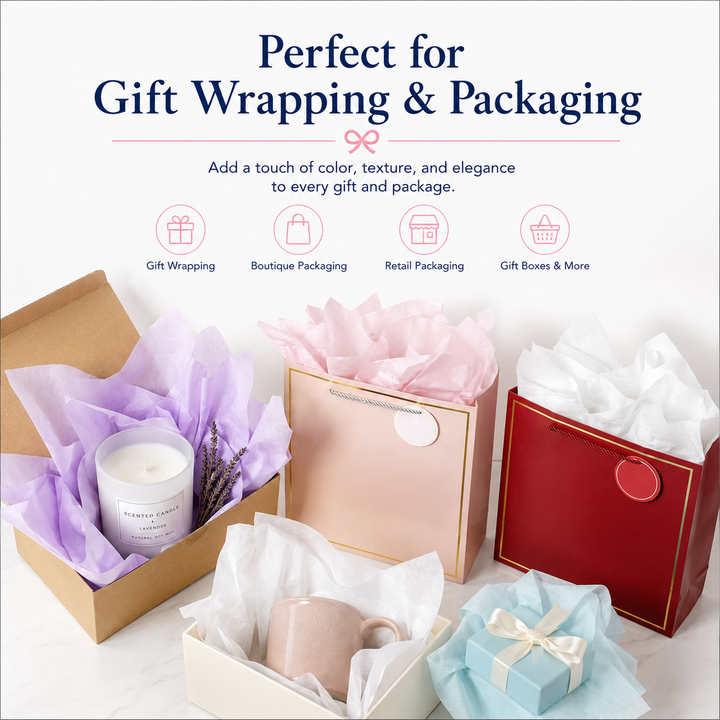 Gift Tissue Paper, 20x20in, 10 Sheets, Available in 18 Color