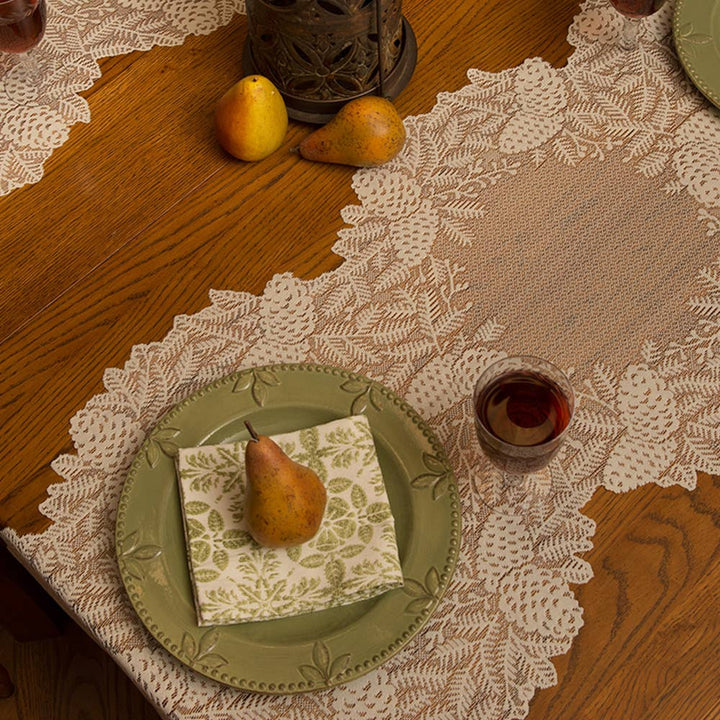 Highland Pine 20x76 Ivory Lace Mantle Table Runner