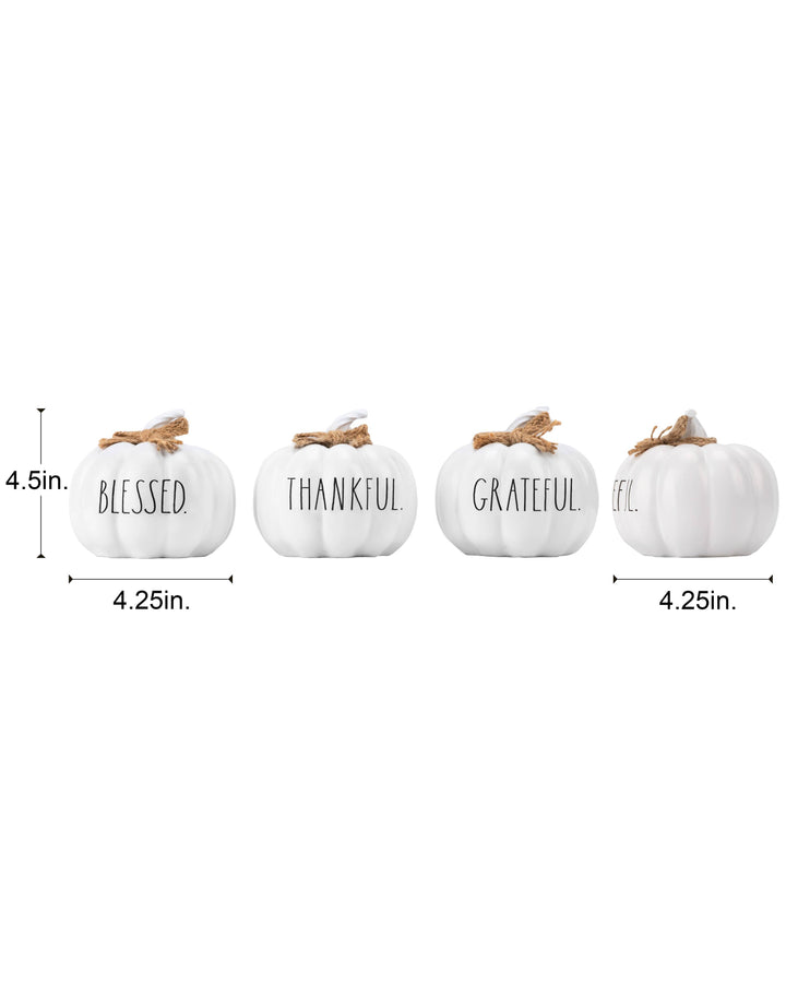 Rae Dunn “Blessed” Set of 3 White Decorative Pumpkins