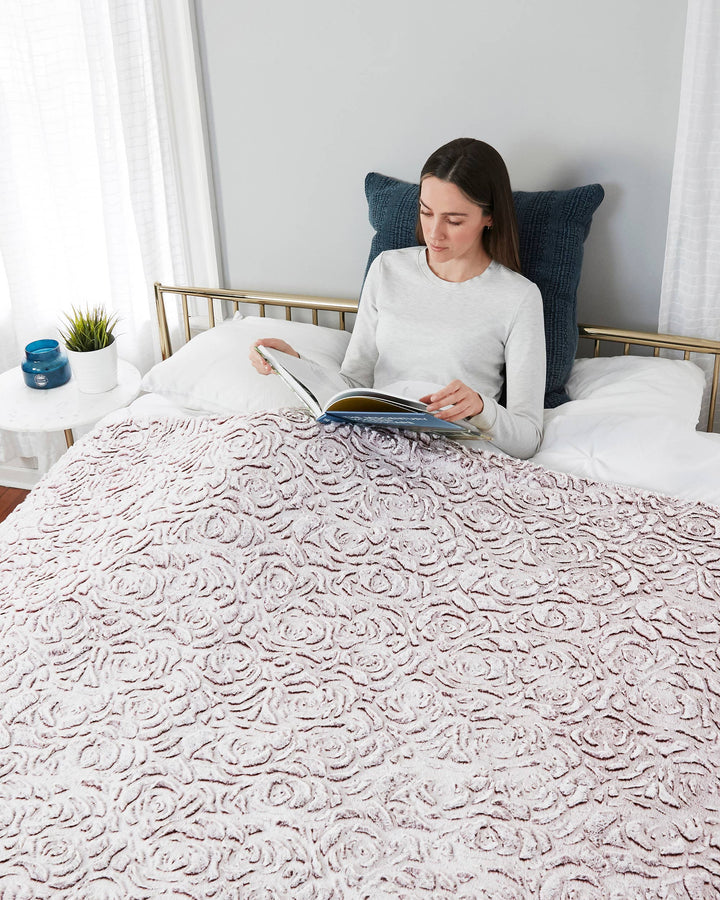 "Rose" Faux Fur Plush Throw Blanket - 50"x70"