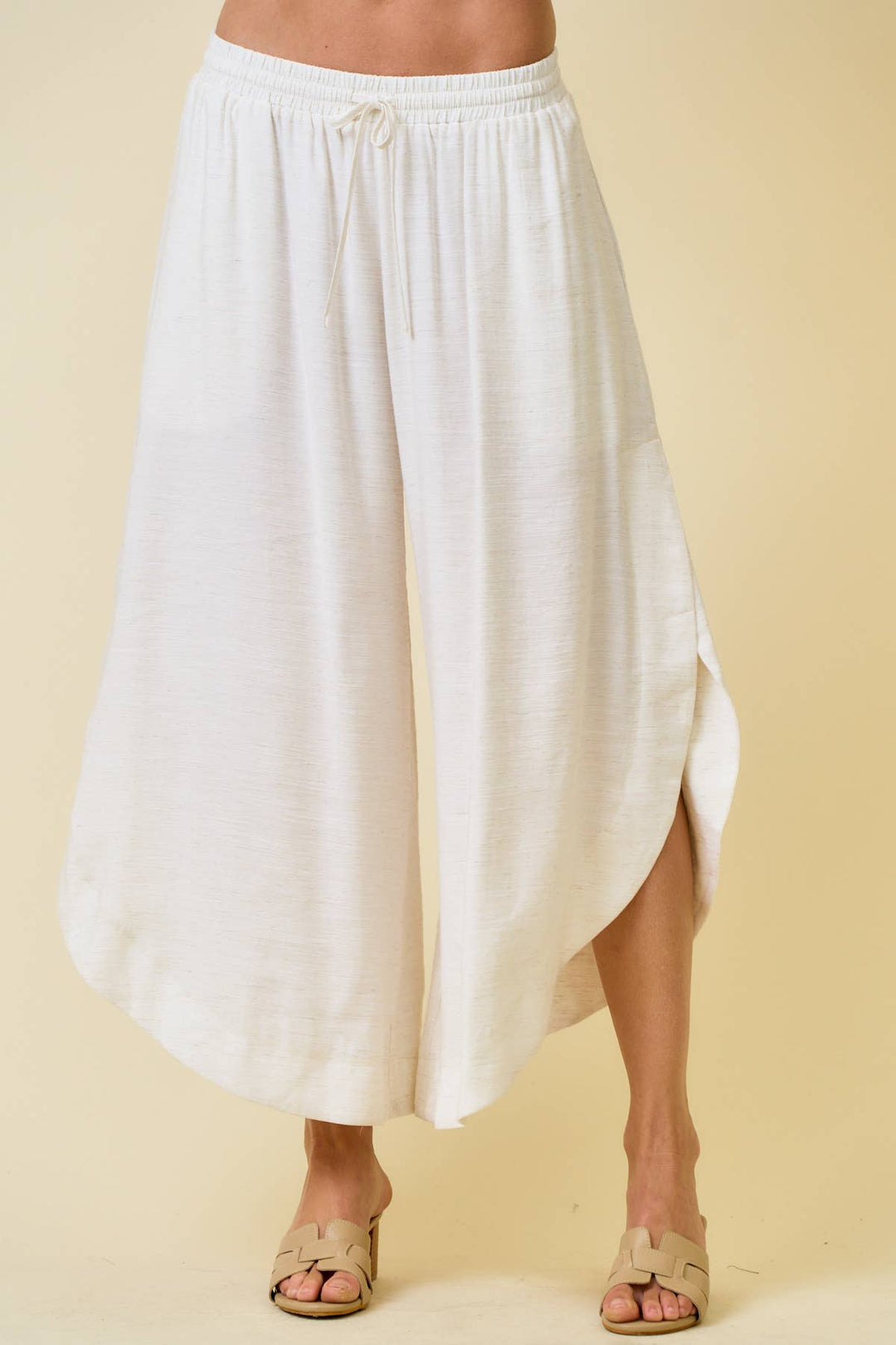 ROUNDED HEM AND SPLIT SIDES PANTS - 8876P