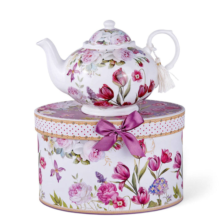 Tulips Porcelain Teapot in Gift Box
