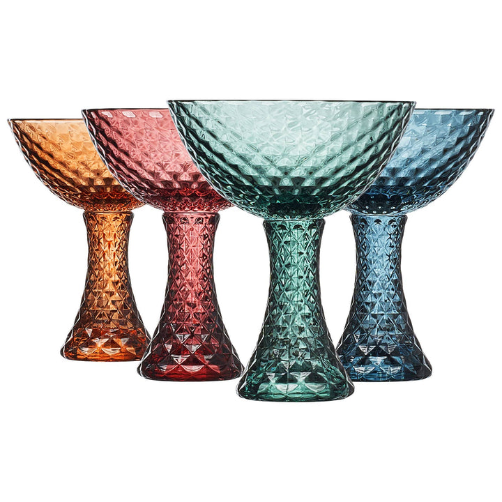 Vintage Textured Coupe &amp; Martini Glasses | 7.7 OZ, Set of 4