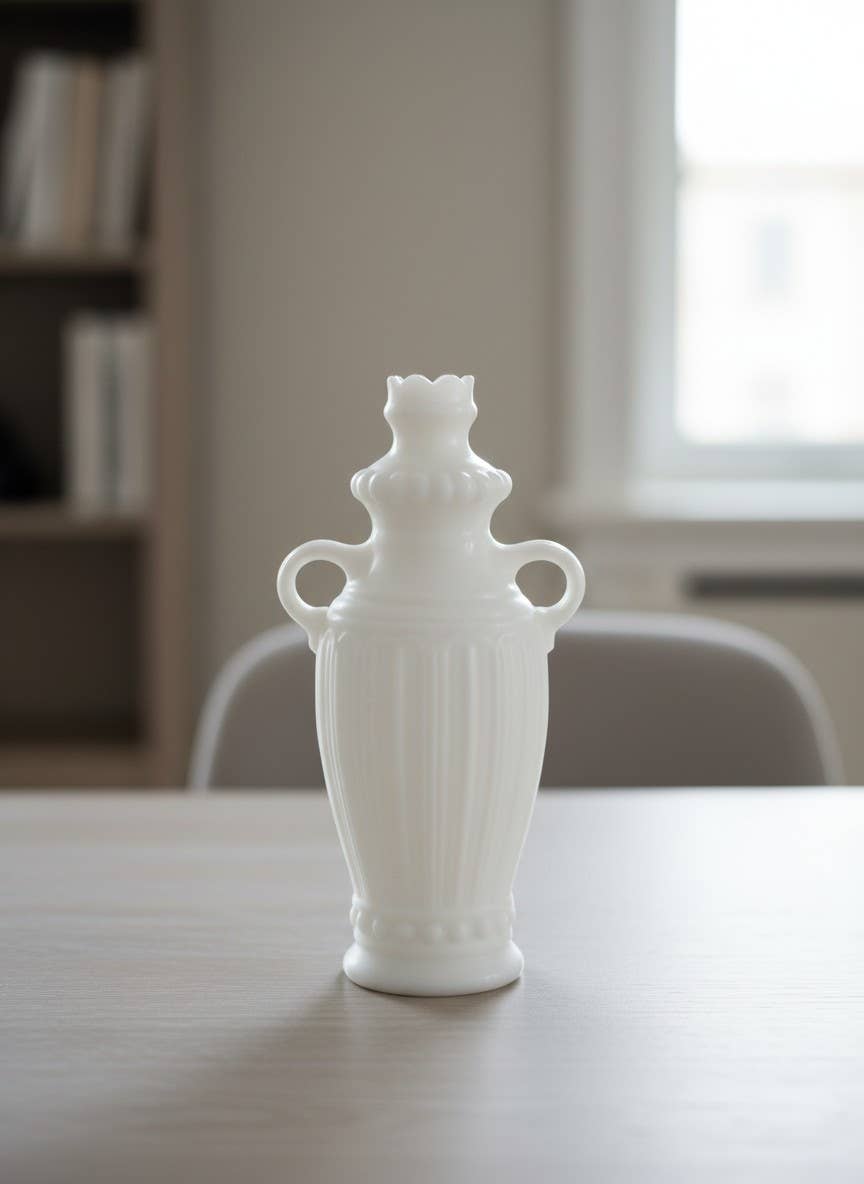 Fluted Paper Mache Vase 5x4x9in