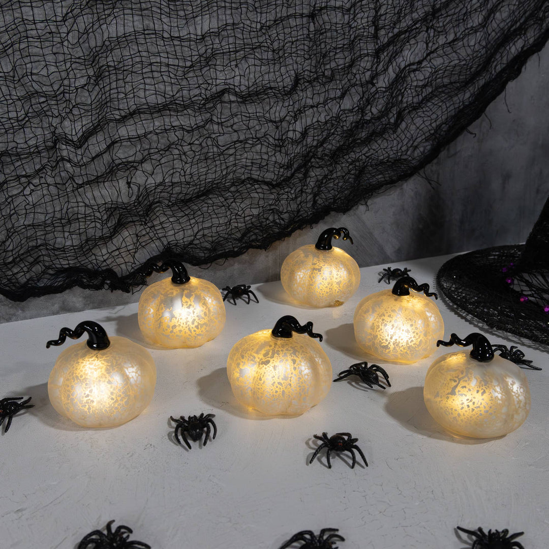 Battery Operated Mini Glass Pumpkins (set of 6)