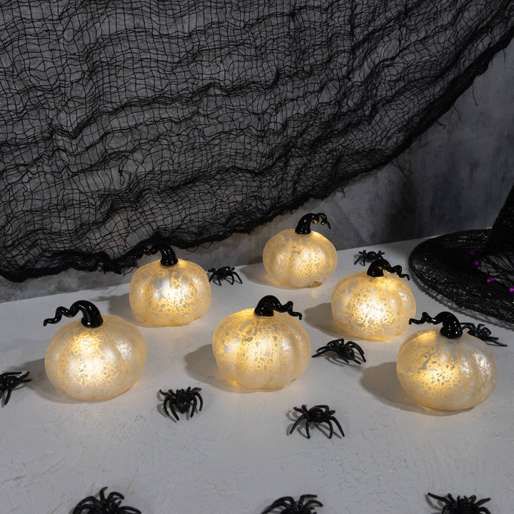 Battery Operated Mini Glass Pumpkins (set of 6)