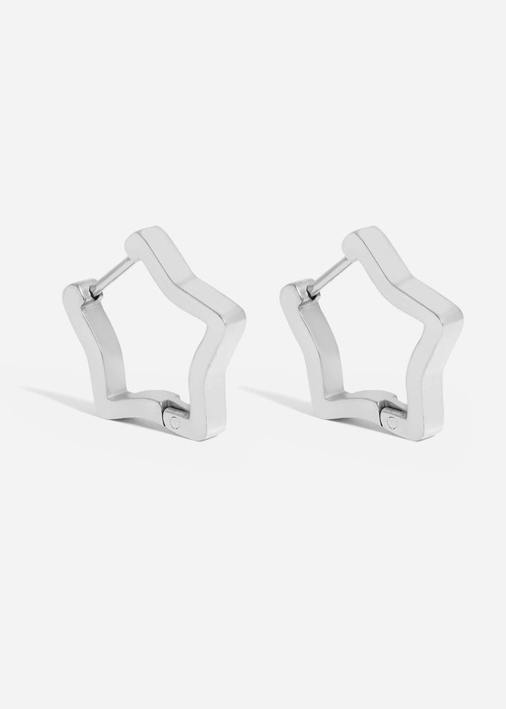 18K Gold PVD Stainless Steel Star Huggie Earrings / ERJ0009