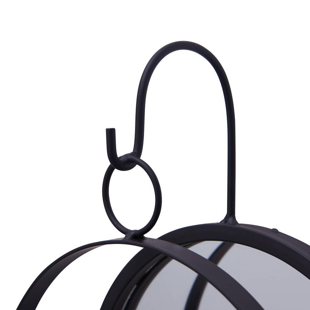 Round Wrought Iron Pillar Candle Sconce with Mirror