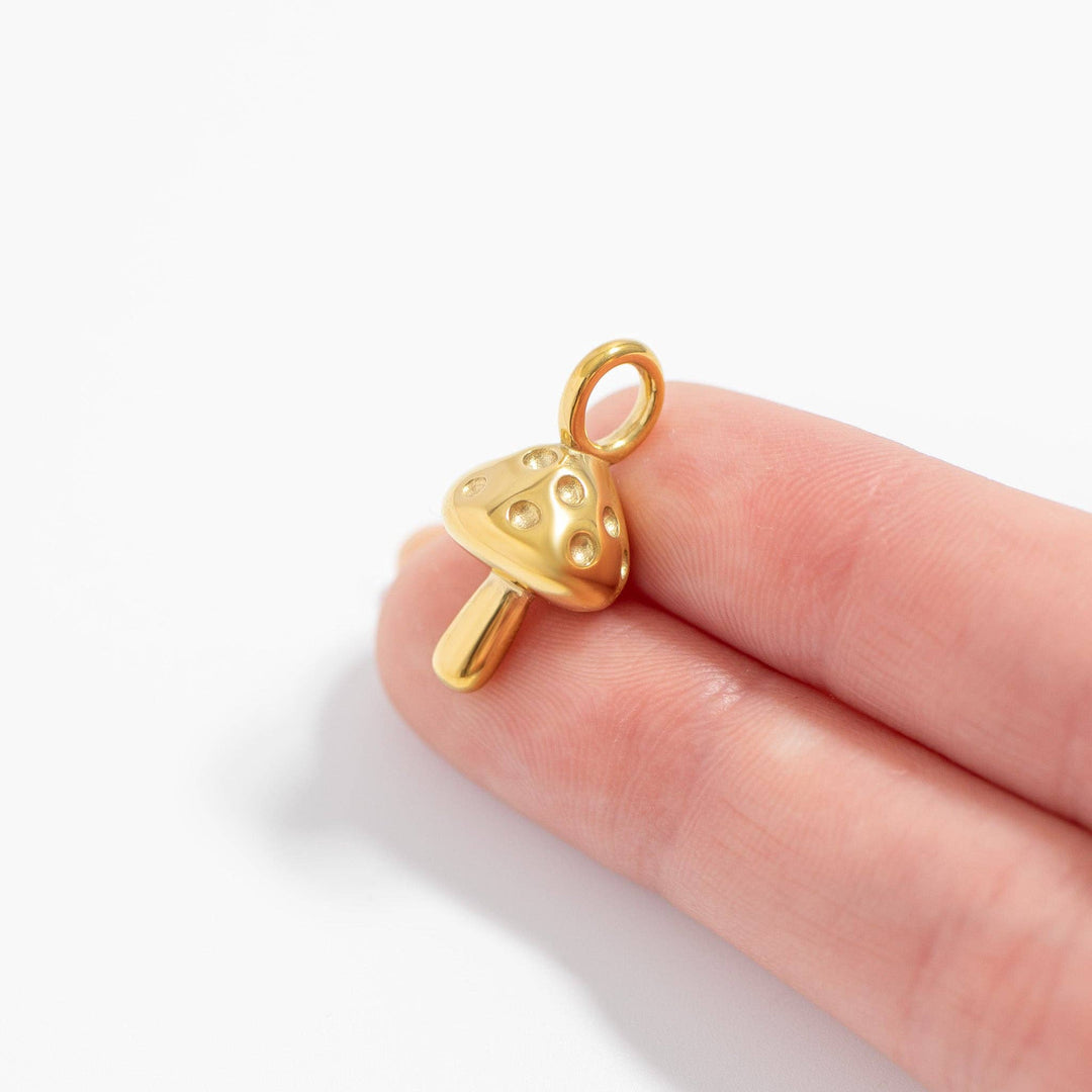 18K Gold PVD Stainless Steel Mushroom Charm