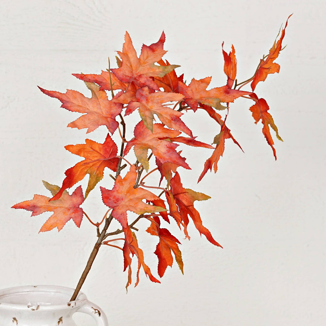 530659- 27in Spray-Flocked Maple Leaves-Orange