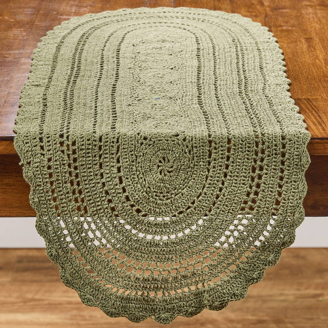 Addison Crochet Table Runner 36" L - Matcha Green
