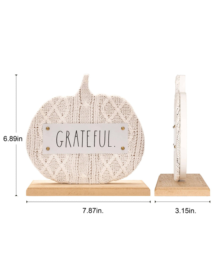 Rae Dunn Farmhouse Fall-Theme Wooden “Grateful” Sign