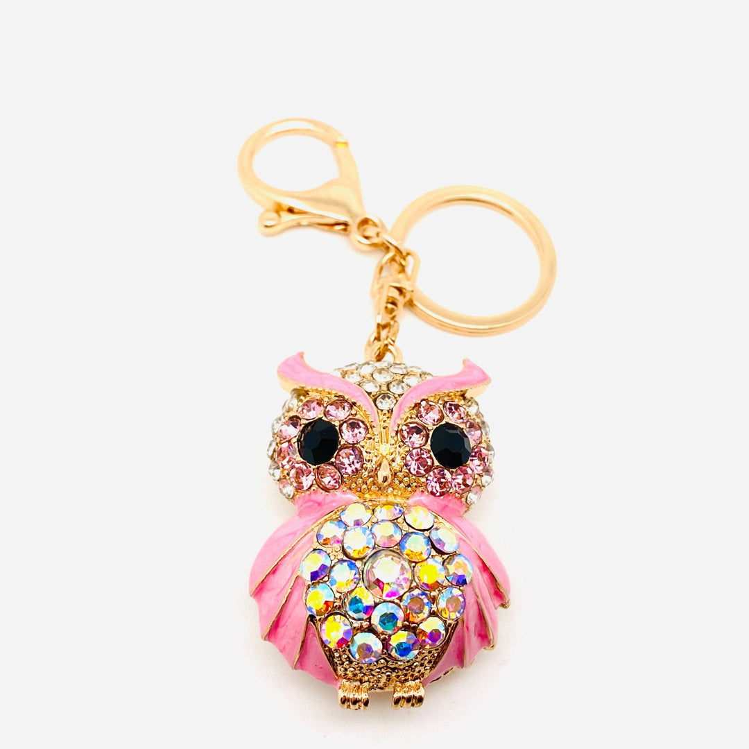 Cute Rhinestone Owl Keychain Creative Bag Pendant