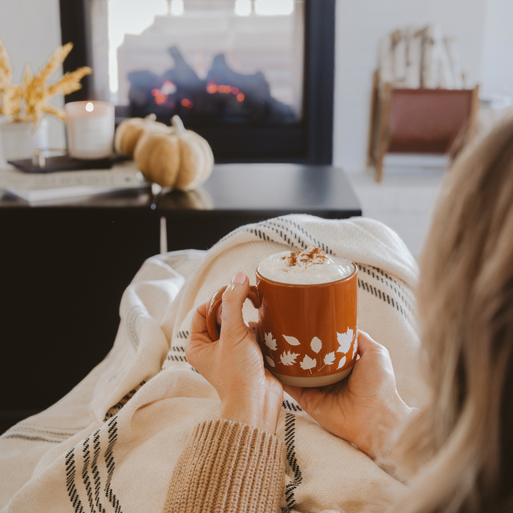 Fall Leaves Orange Stoneware Coffee Mug - Fall Decor &amp; Gifts