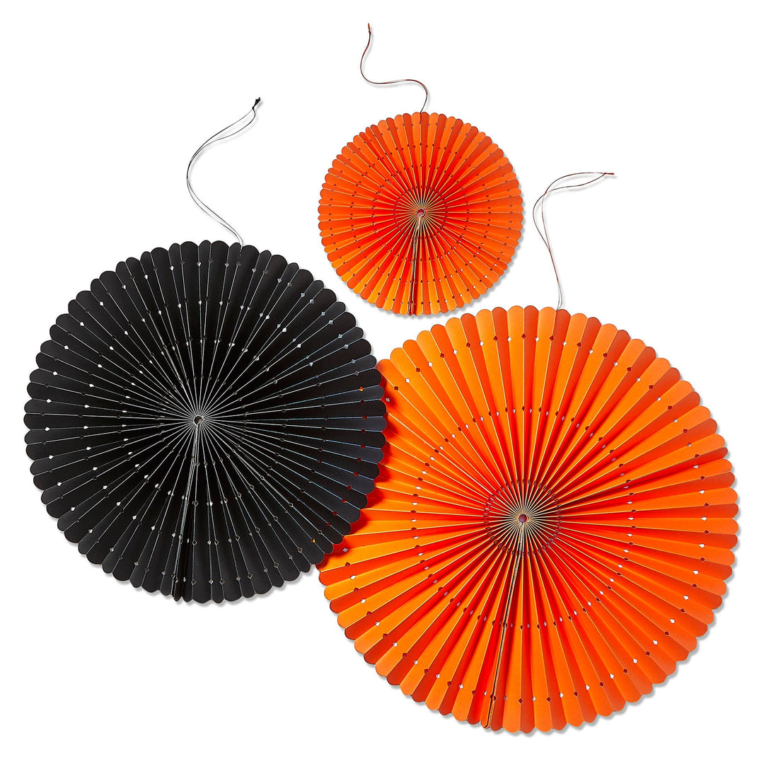 Halloween Paper Fans Decor Set of 3 Multi
