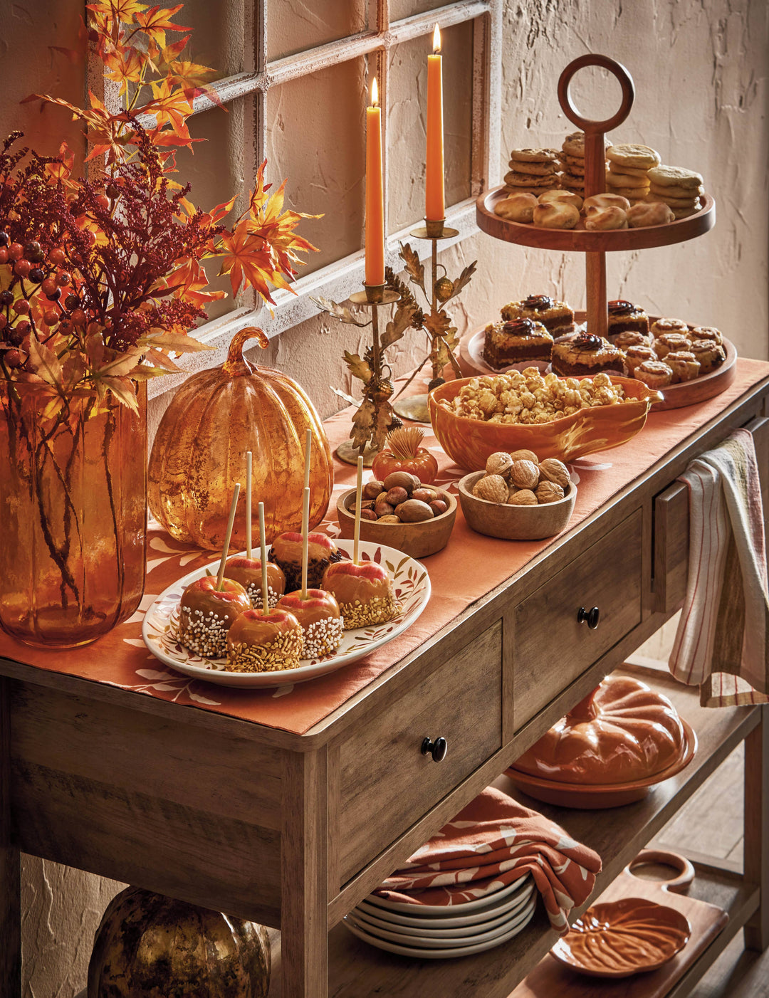Gourd Bowl Orange Earthenware Fall