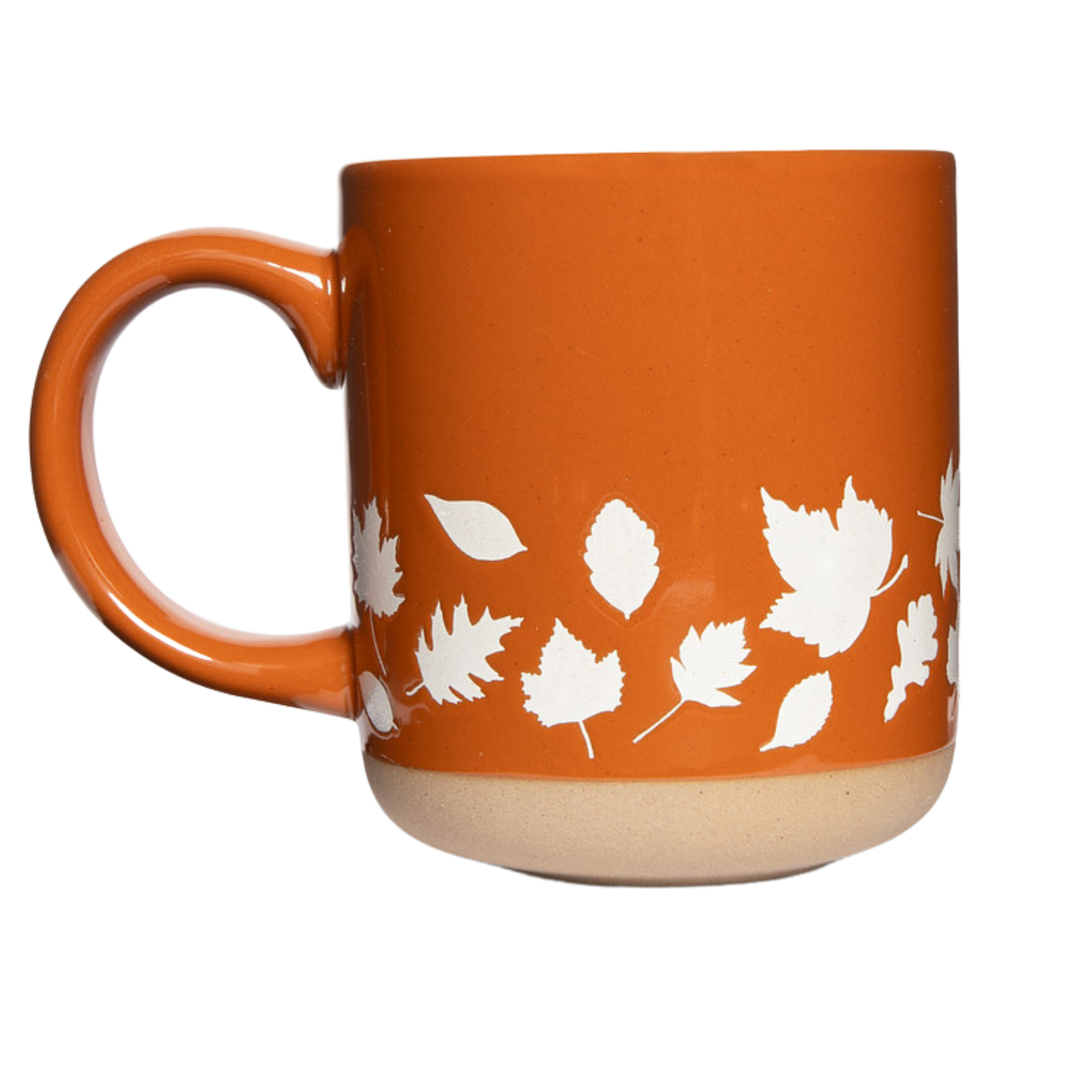 Fall Leaves Orange Stoneware Coffee Mug - Fall Decor &amp; Gifts