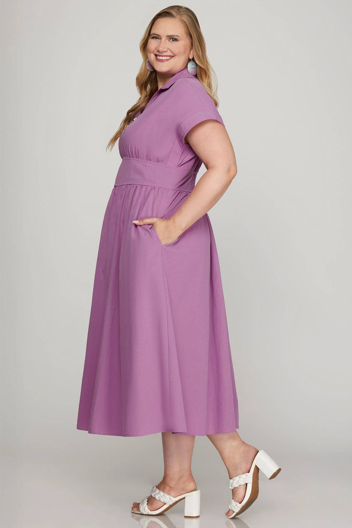 Plus Drop Sleeve Woven Zip up Dress