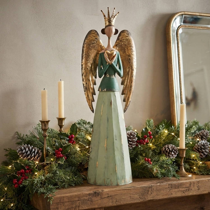 Serene Metal Angel w/ Heart 30.75"