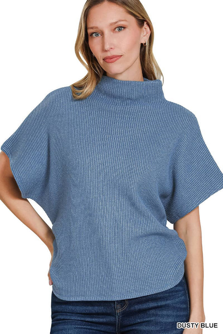 Mock Neck Sweater Side Shirred