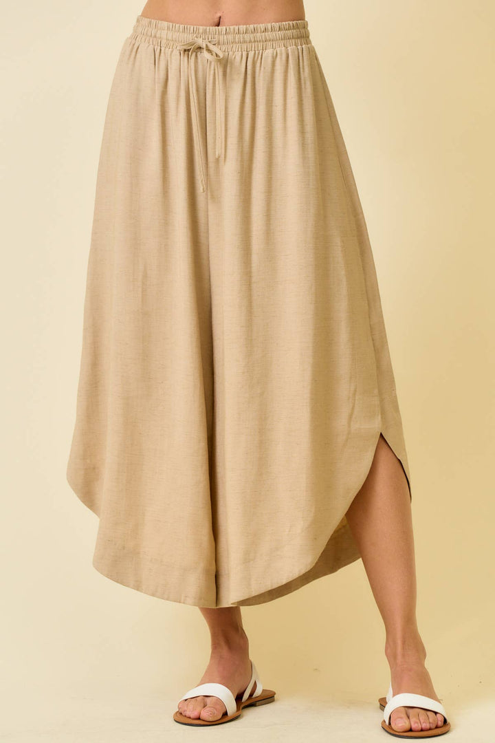 ROUNDED HEM AND SPLIT SIDES PANTS - 8876P