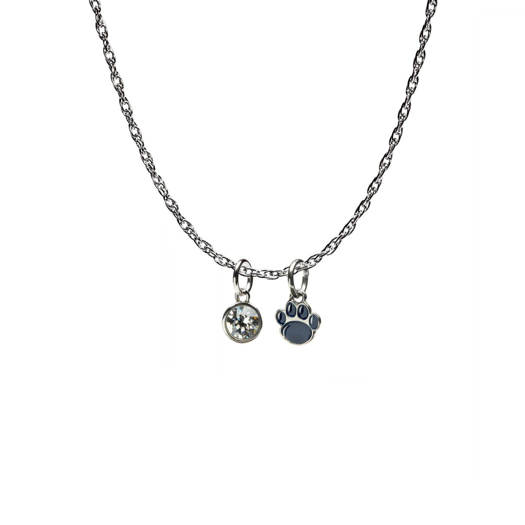 Penn State Navy Paw Crystal Necklace