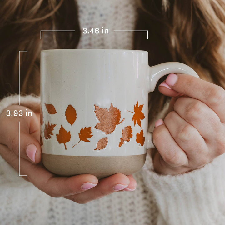 Fall Leaves Orange Stoneware Coffee Mug - Fall Decor &amp; Gifts