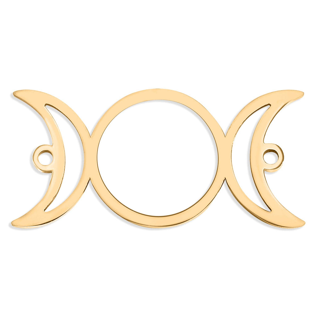 18K Gold Stainless Steel Triple Moon Goddess Connector Charm