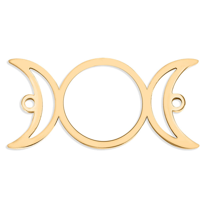 18K Gold Stainless Steel Triple Moon Goddess Connector Charm