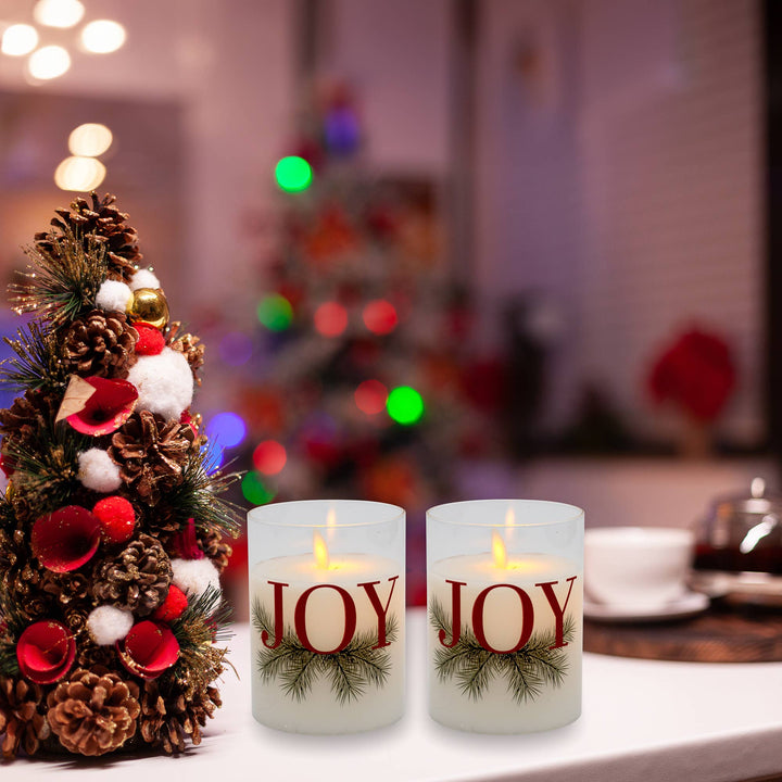 Battery Operated LED Glass Candles - JOY (set of 2)