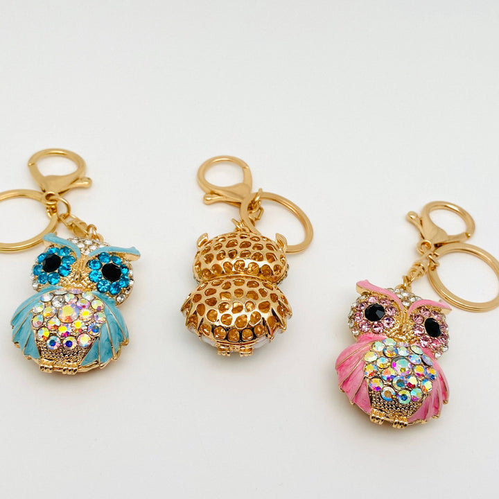 Cute Rhinestone Owl Keychain Creative Bag Pendant