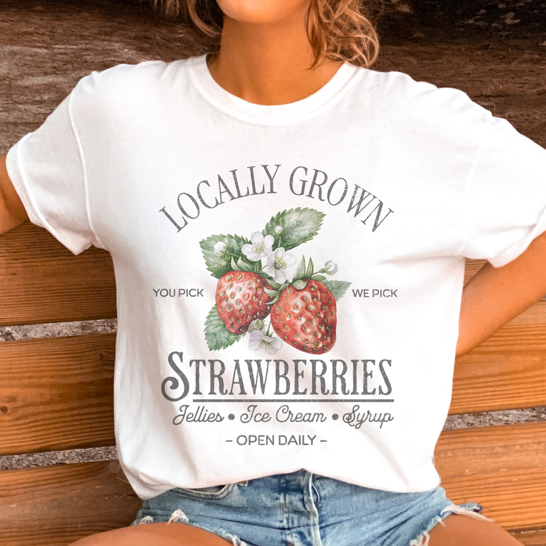 Strawberry Locally Grown Garden Farmers Market Graphic Tee