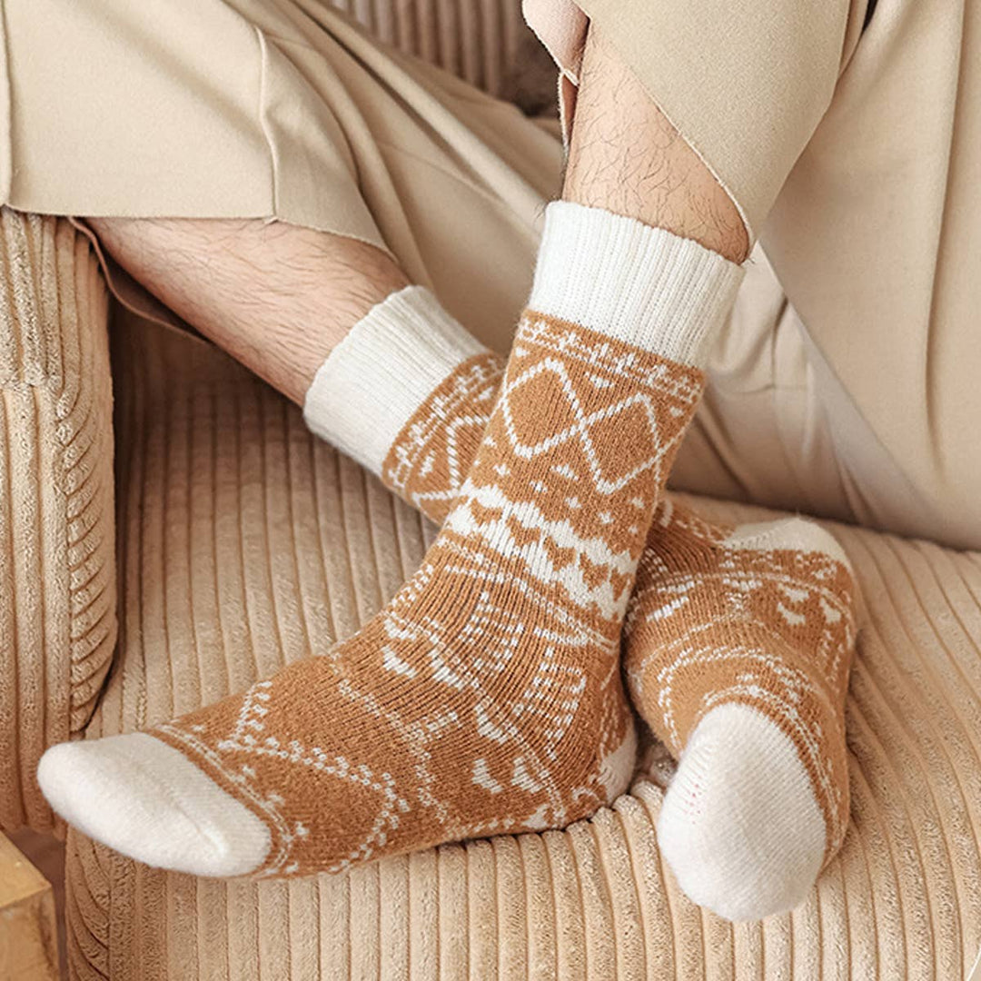 Extra Thick Wool Fair Isle Slouchy Socks_CWMS03217