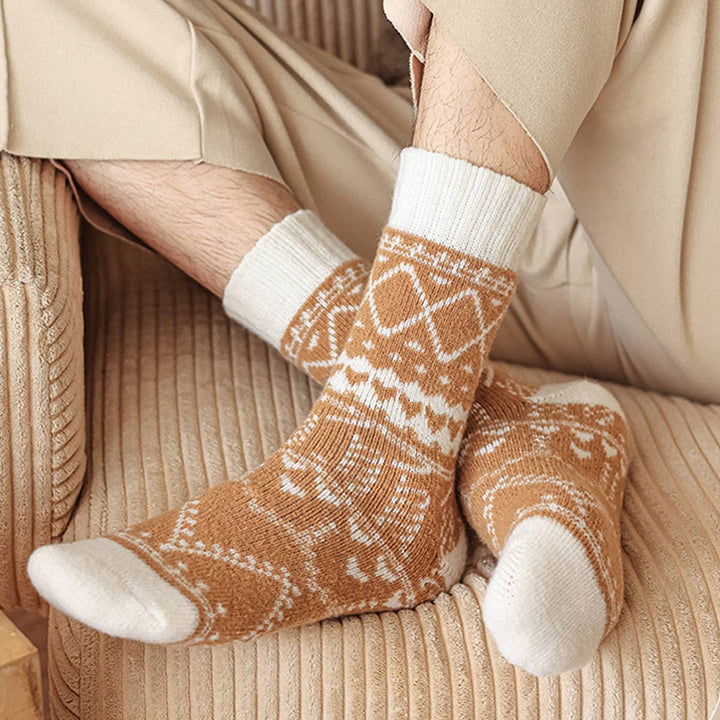 Extra Thick Wool Fair Isle Slouchy Socks_CWMS03217