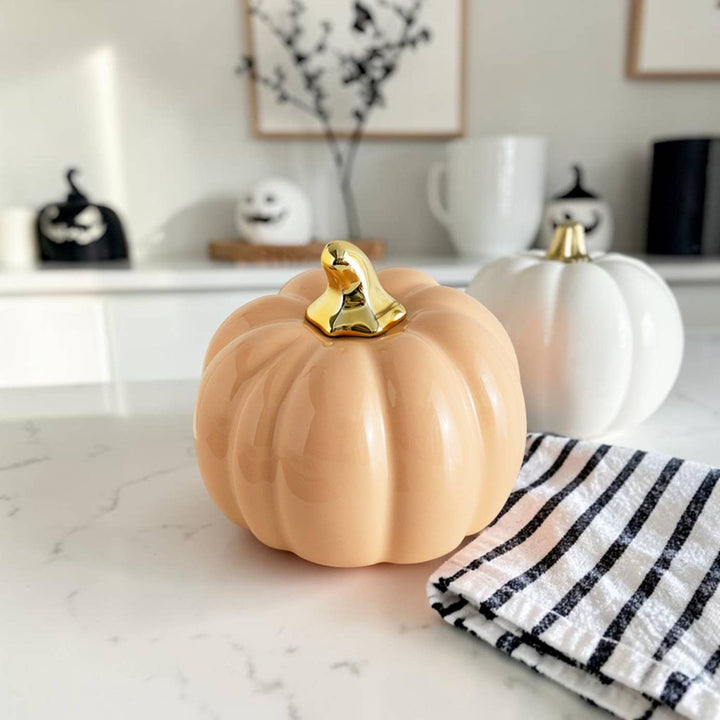 Neutral Autumn Home Decor, Pastel Fall Mini Pumpkins Ceramic
