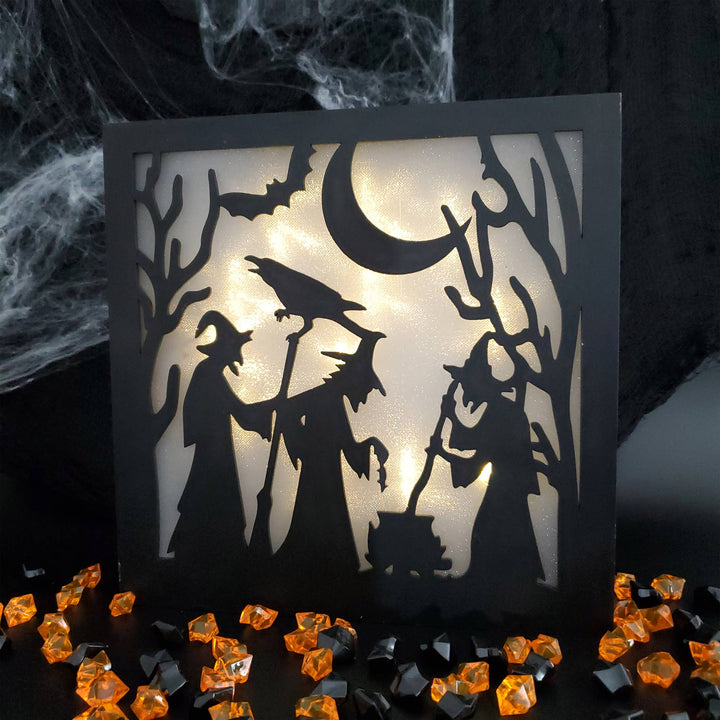 Battery-Operated Lighted Wall Art - Witch&