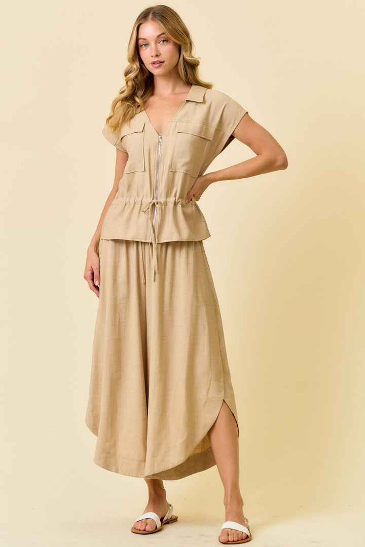ROUNDED HEM AND SPLIT SIDES PANTS - 8876P