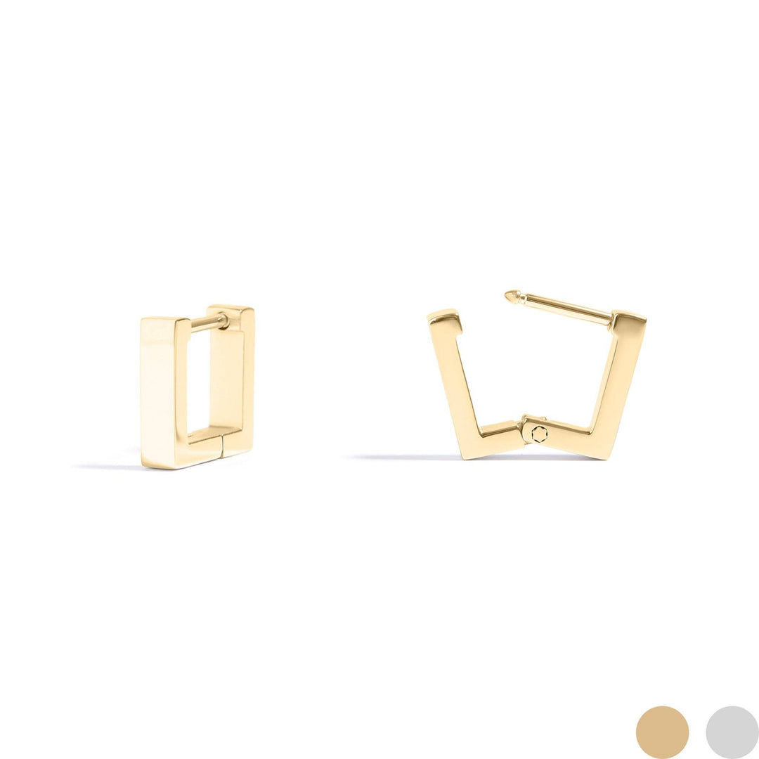 18K Gold PVD Stainless Steel Square Huggie Earrings