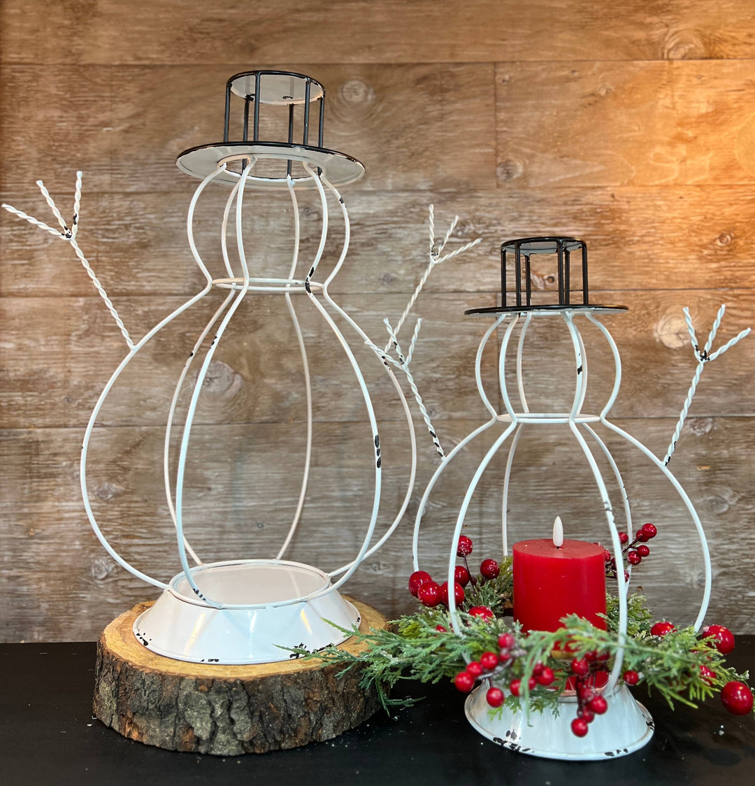 Snowman Lanterns Set Of 2