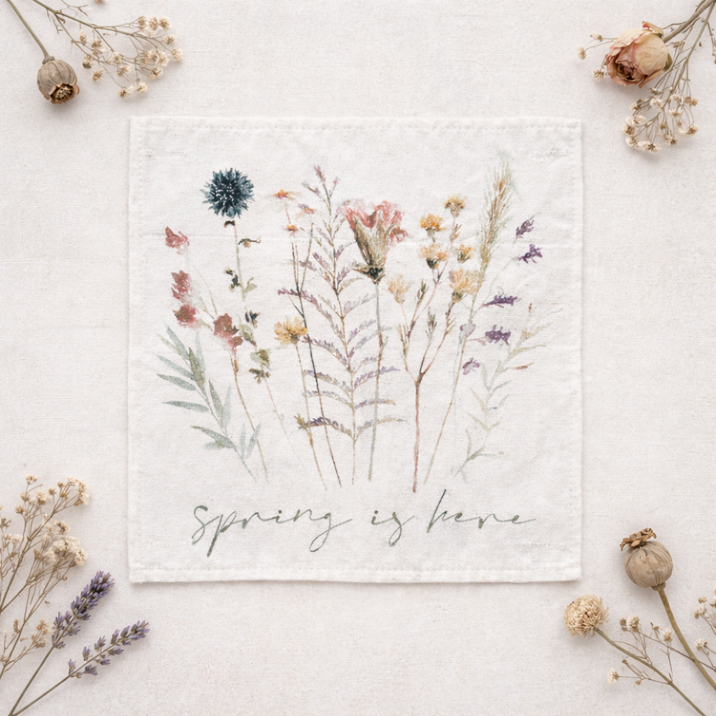 SQUARE PANEL ONLY: Pastel Water Color PRESSED FLOWERS