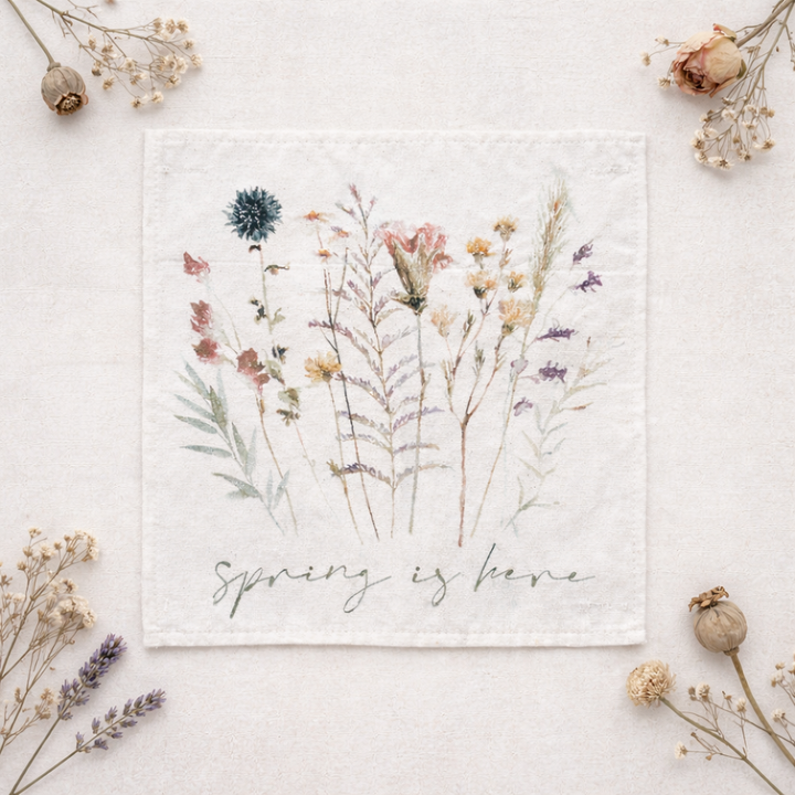 SQUARE PANEL ONLY: Pastel Water Color PRESSED FLOWERS
