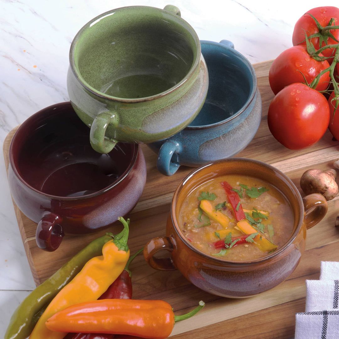 Stoneware 24oz Reactive Glaze Set of 4 Soup Crocks