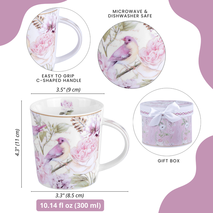 Birds Porcelain Mug 10.14 fl oz (300 ml) in Gift Box