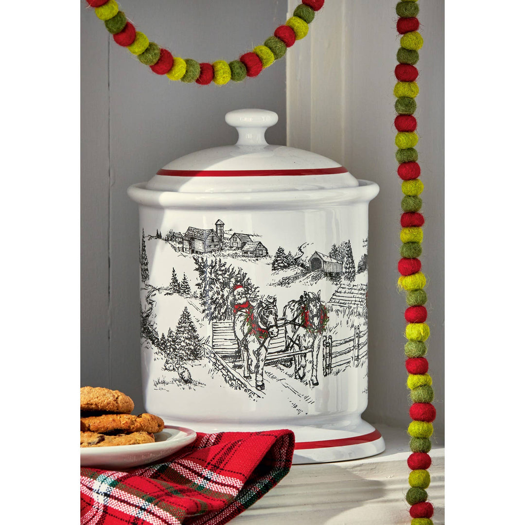 Farmhouse Biscuit Jar Multi Earthenware Christmas