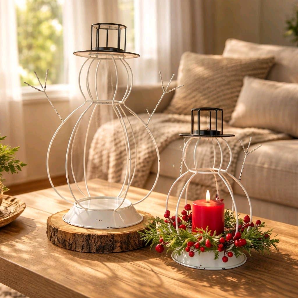 Snowman Lanterns Set Of 2